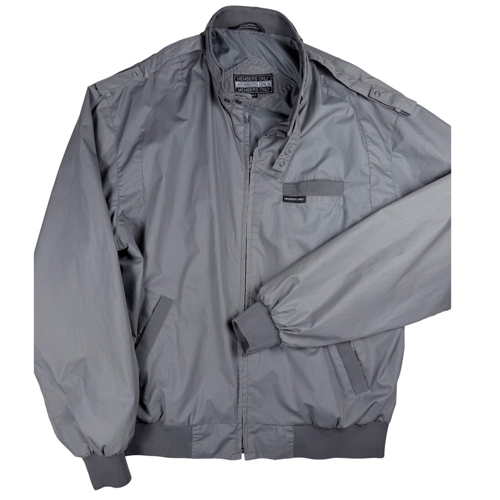 Vintage Members Only Racer Jacket Gray Bomber Windbreaker XLT Mens